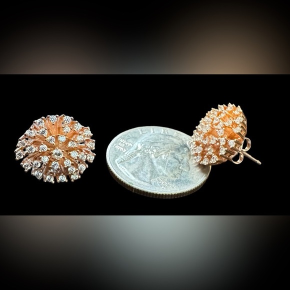 Rose Gold Over Sterling Crystal Starburst Stud Earrings - Picture 9 of 9